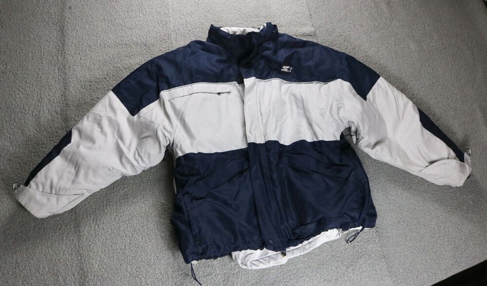 Starter Jacket 2xl Blue White Down Puffer 3 in 1 Coat No Hood College Sports